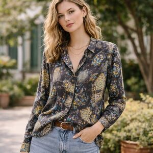 Vintage J. Michaels Abstract Boho Blouse | Canadian Made | European Fabric